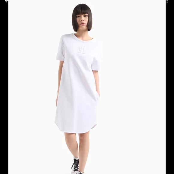 Armani Exchange White Midi Dress 333 - Picture 2 of 13